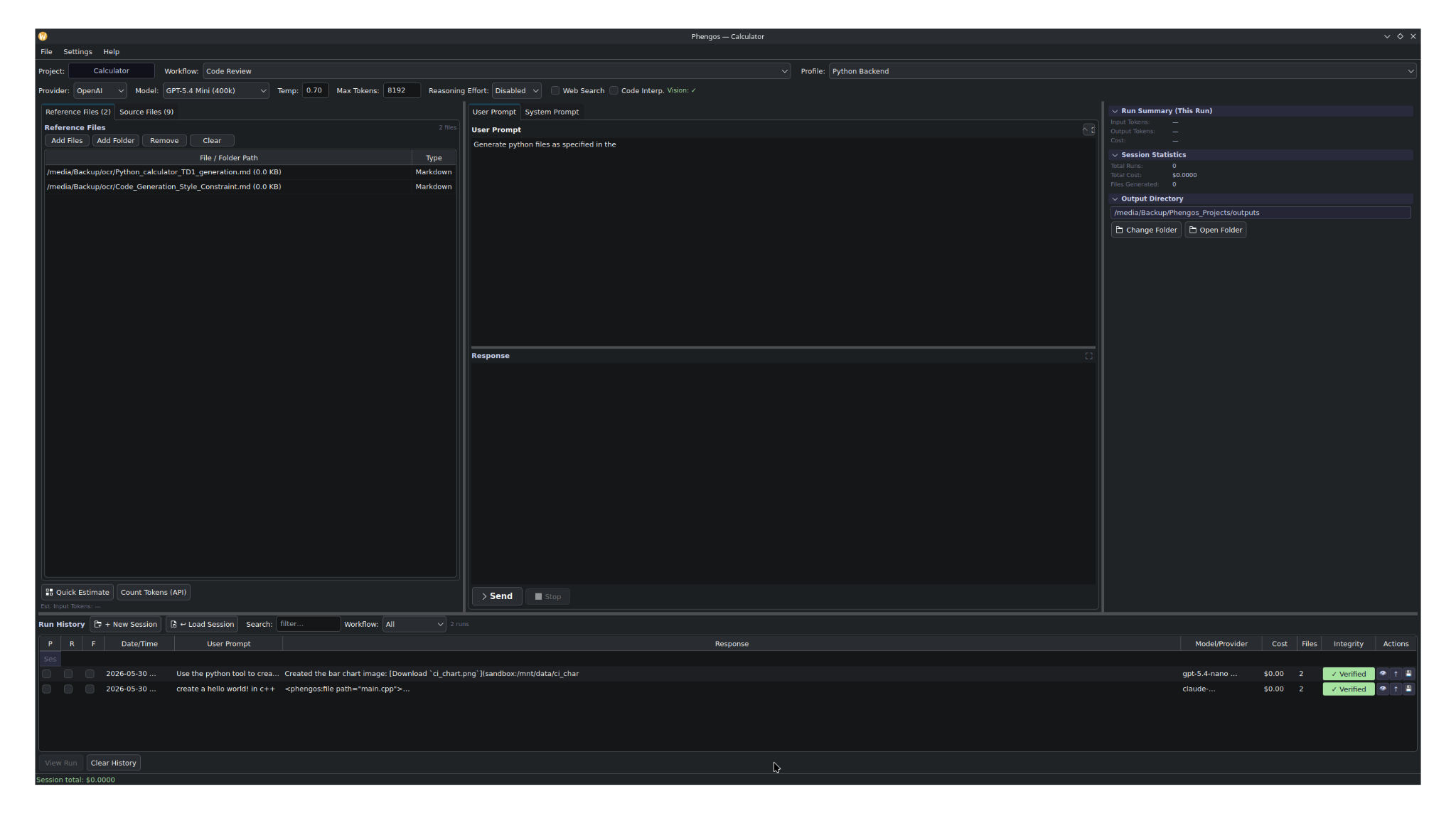 Markdown reference files added to a Phengos project