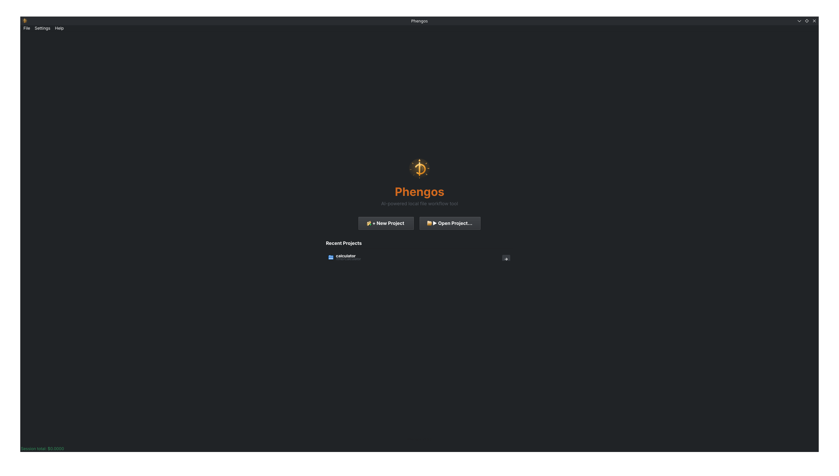 The project hub listing a recent project
